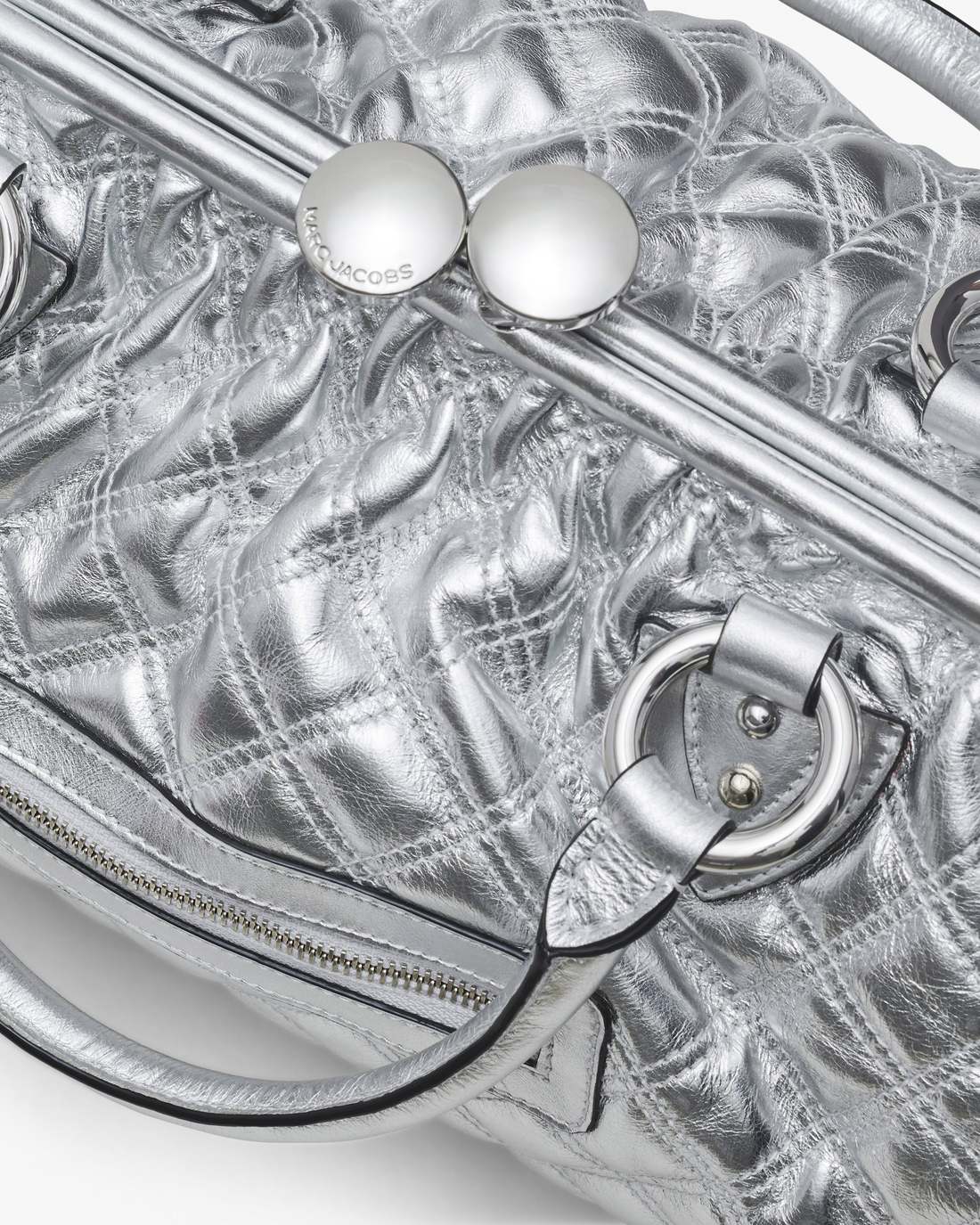 Marc Jacobs For Sale - Re-Edition Quilted Metallic Leather Stam Bag Silver