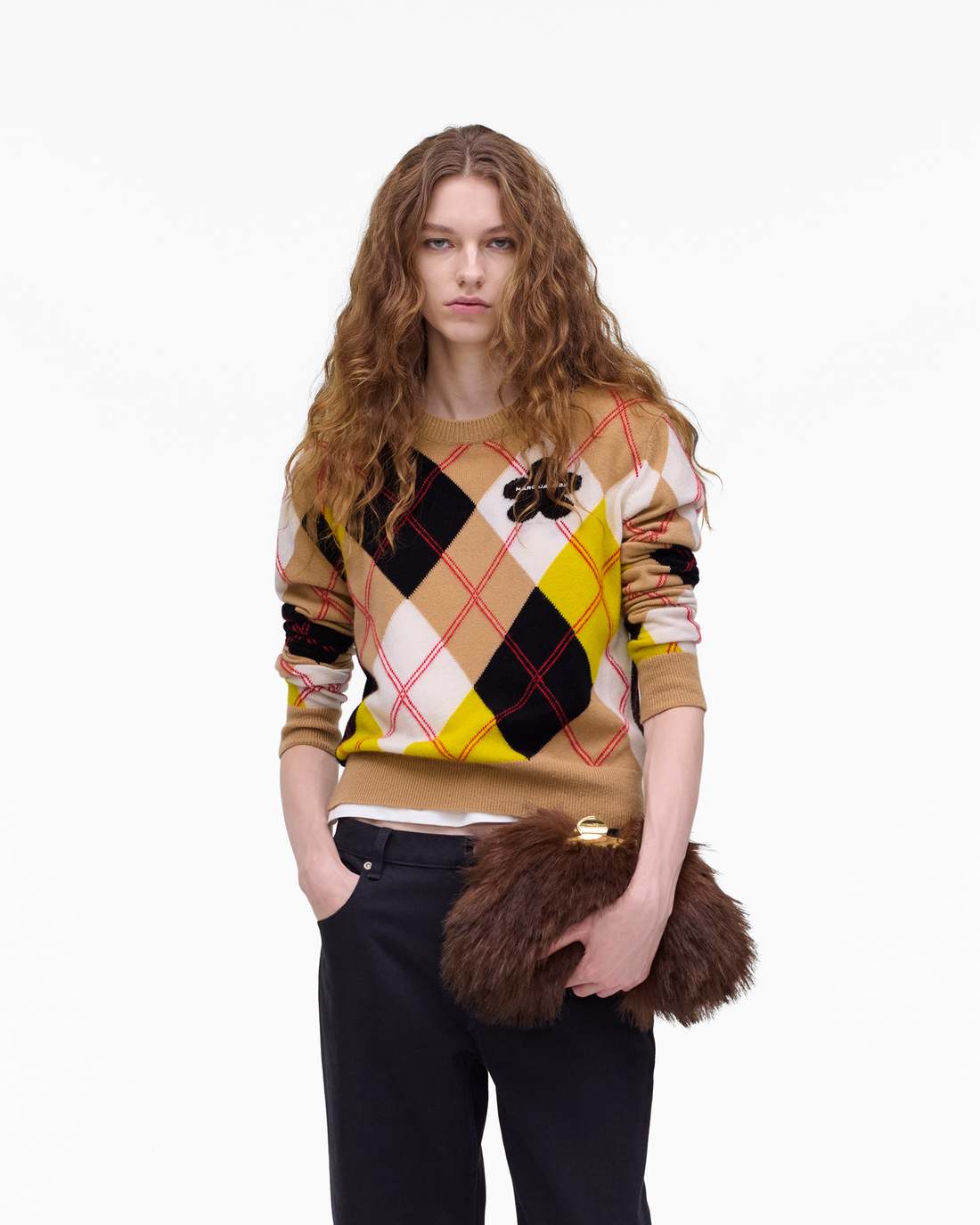 Marc Jacobs Sale - The Faux Fur Glam Small Clutch Dark Brown