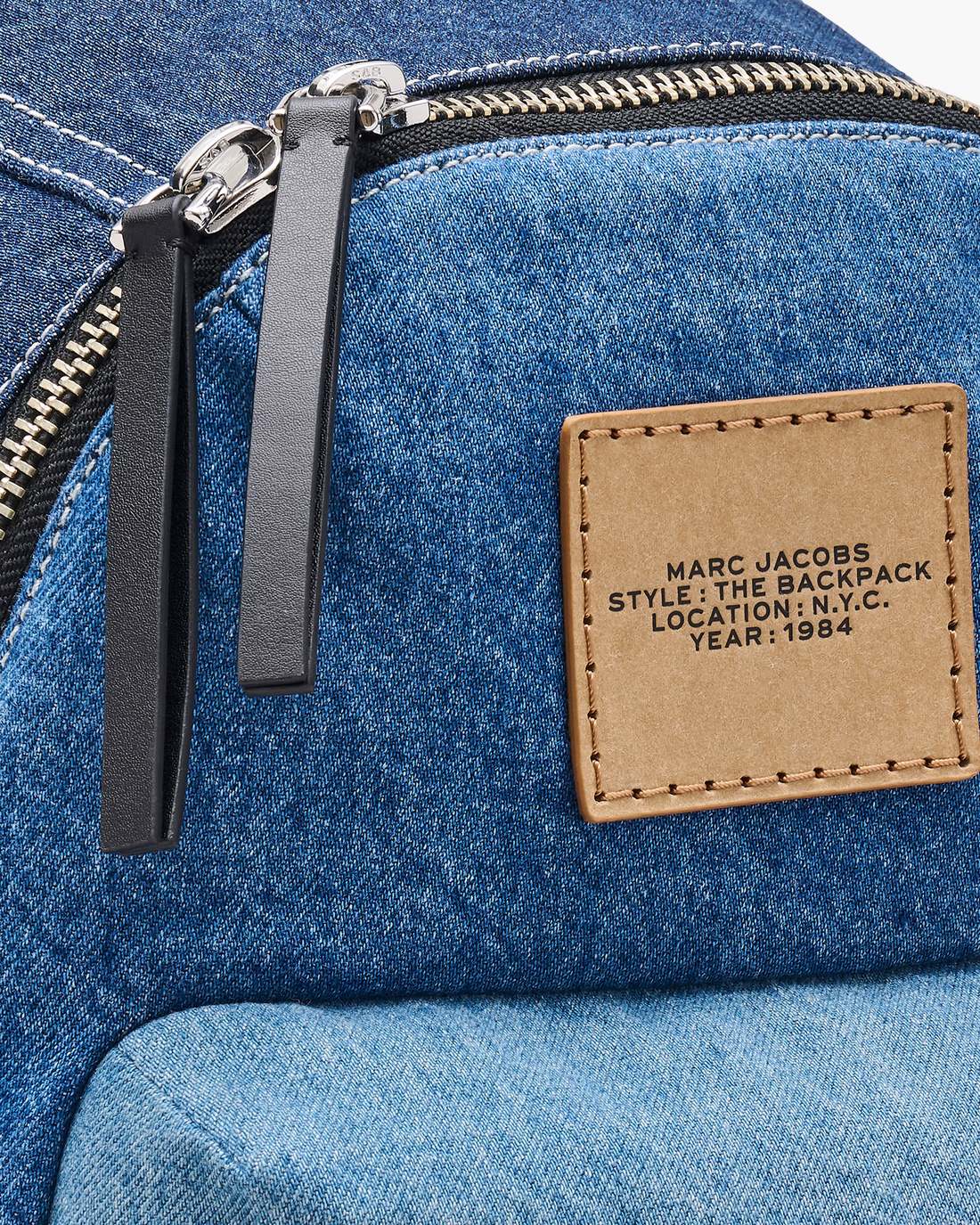 Marc Jacobs Discount - The Biker Colorblock Denim Large Backpack Indigo Multi