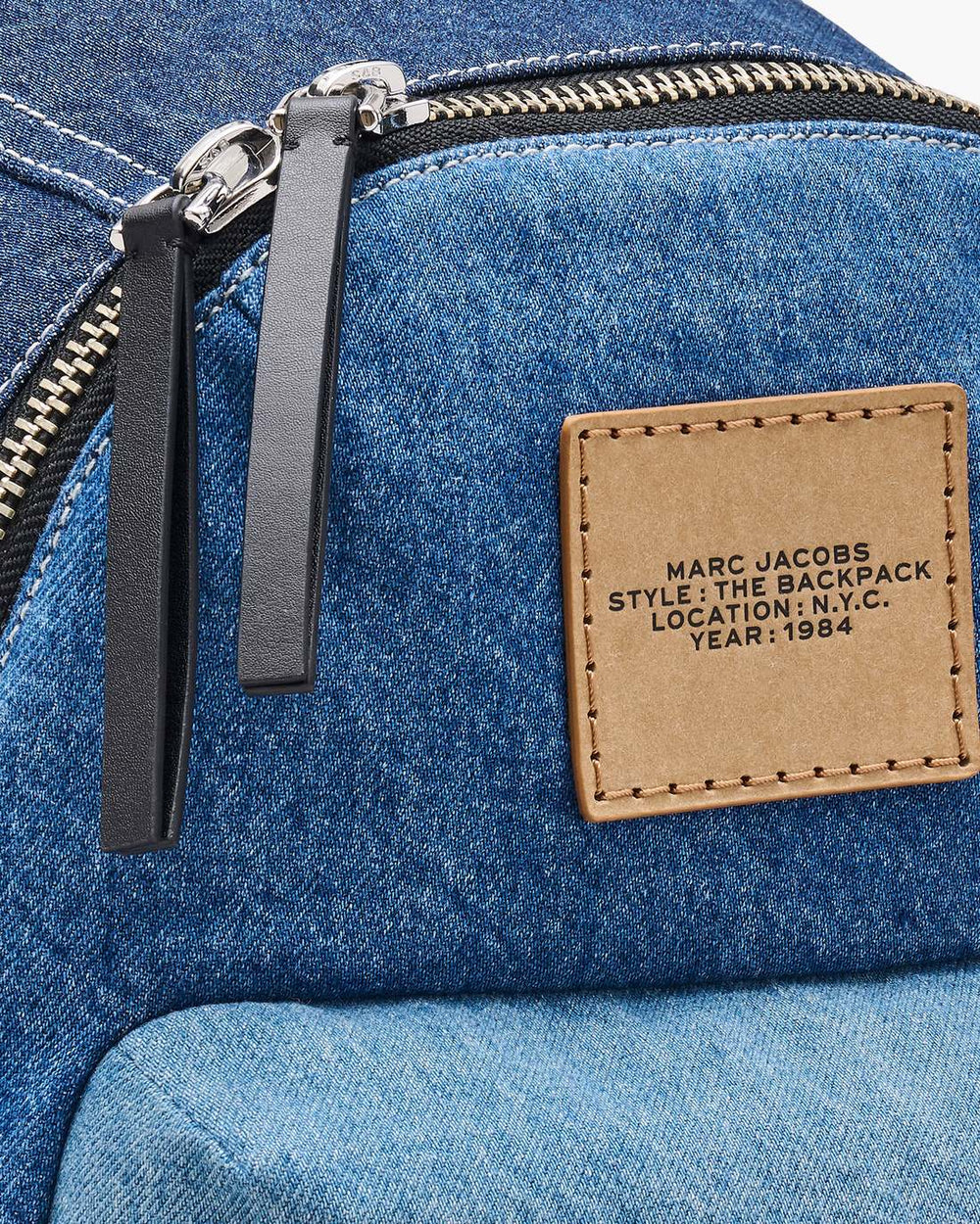 Marc Jacobs Discount - The Biker Colorblock Denim Large Backpack Indigo Multi