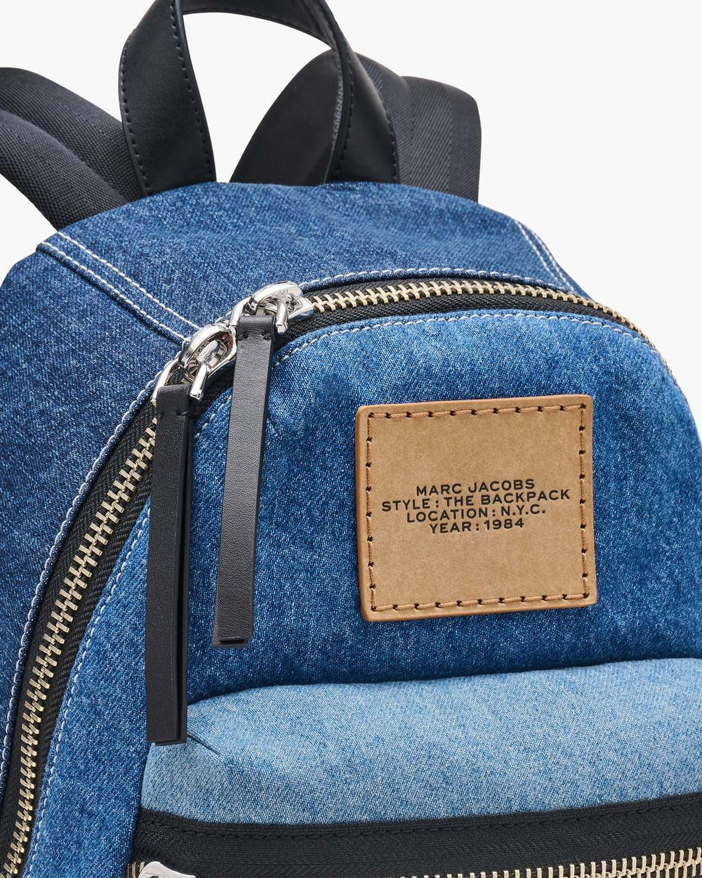 Marc Jacobs For Sale - The Biker Colorblock Denim Medium Backpack Indigo Multi