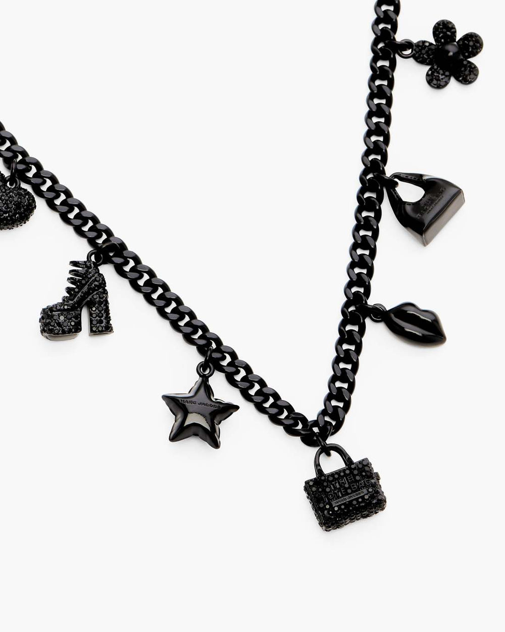 Marc Jacobs Online - Mini Icon Pave Charm Necklace Black/Black Crystal