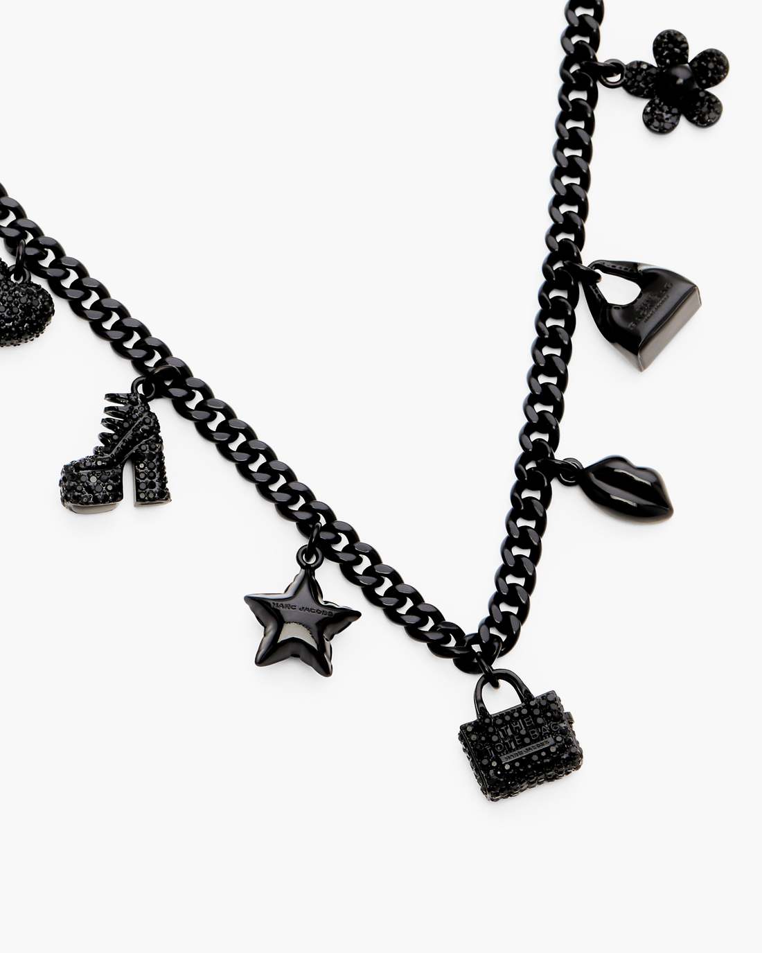 Marc Jacobs Online - Mini Icon Pave Charm Necklace Black/Black Crystal