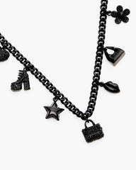 Marc Jacobs Online - Mini Icon Pave Charm Necklace Black/Black Crystal