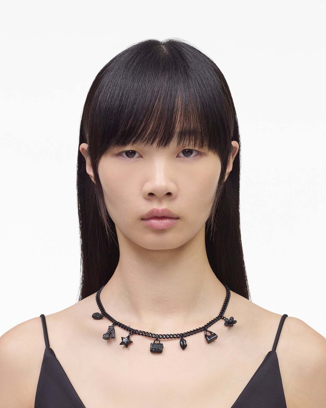 Marc Jacobs Online - Mini Icon Pave Charm Necklace Black/Black Crystal