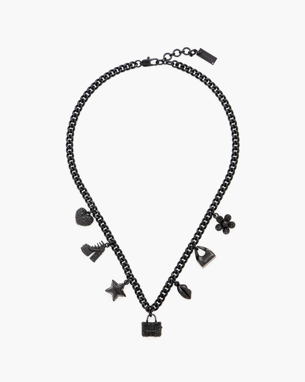 Marc Jacobs Online - Mini Icon Pave Charm Necklace Black/Black Crystal