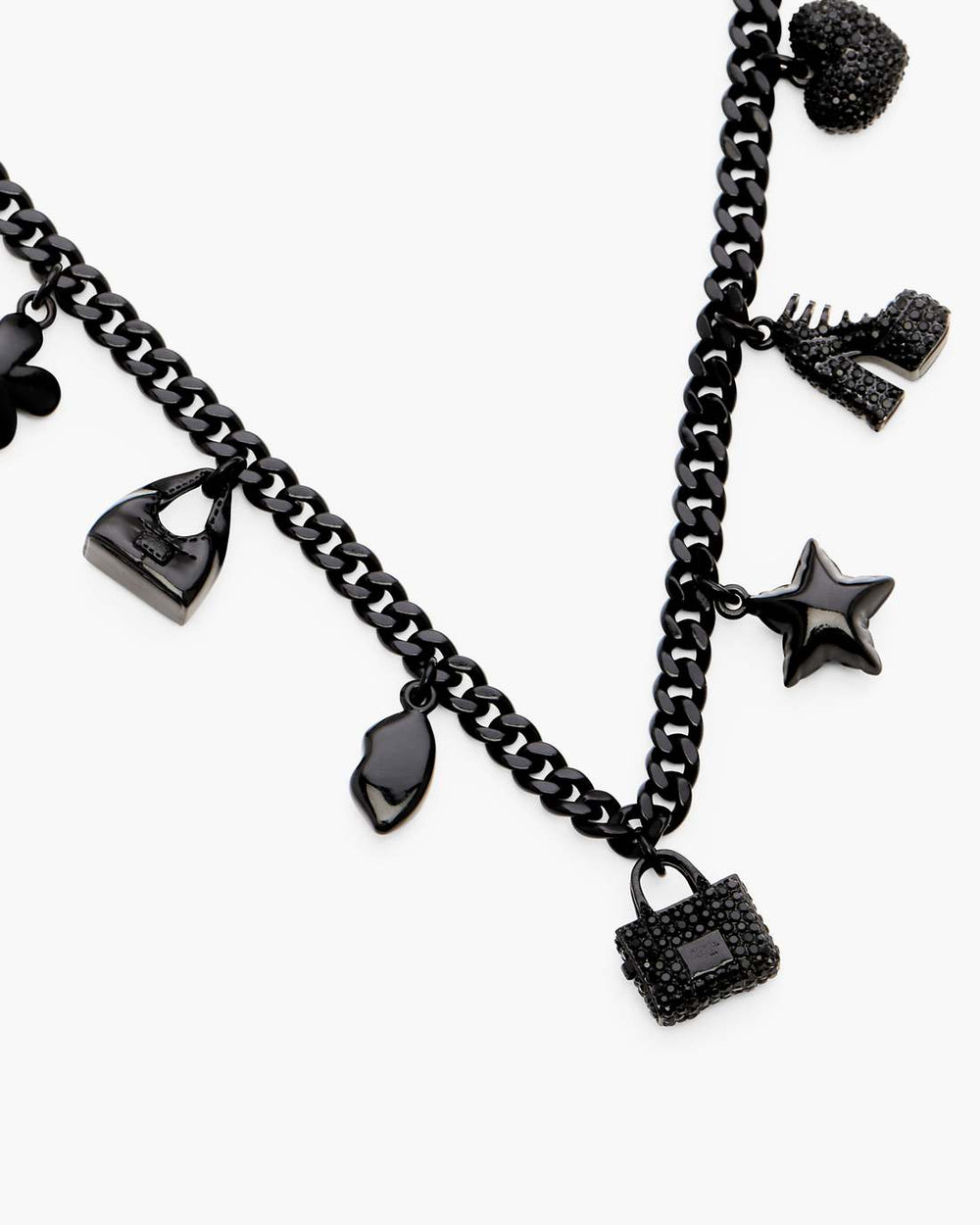 Marc Jacobs Online - Mini Icon Pave Charm Necklace Black/Black Crystal
