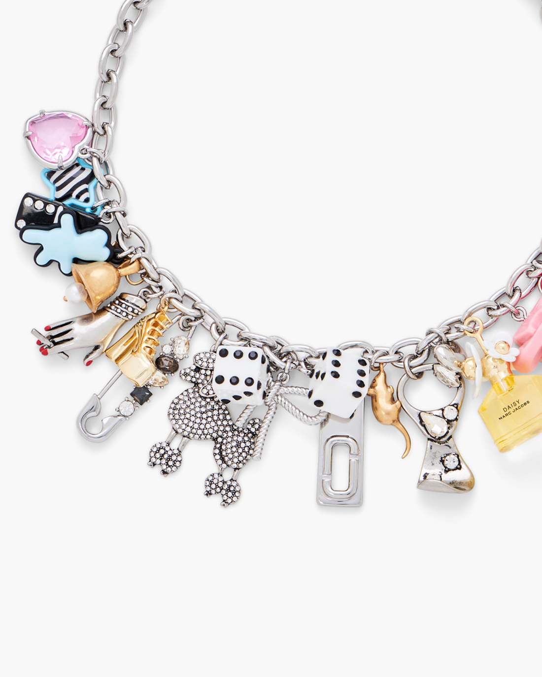 Marc Jacobs Outlet - The Sticker Charm Statement Necklace Silver Multi