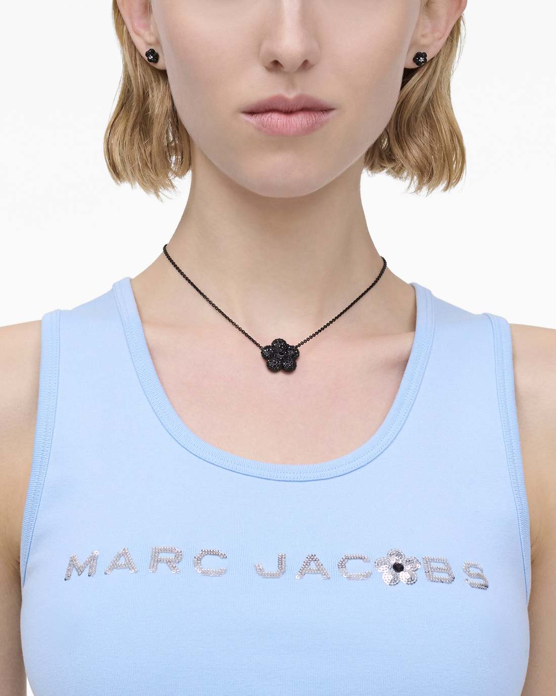 Marc Jacobs New - The Daisy Pave Necklace Black/Black Crystal