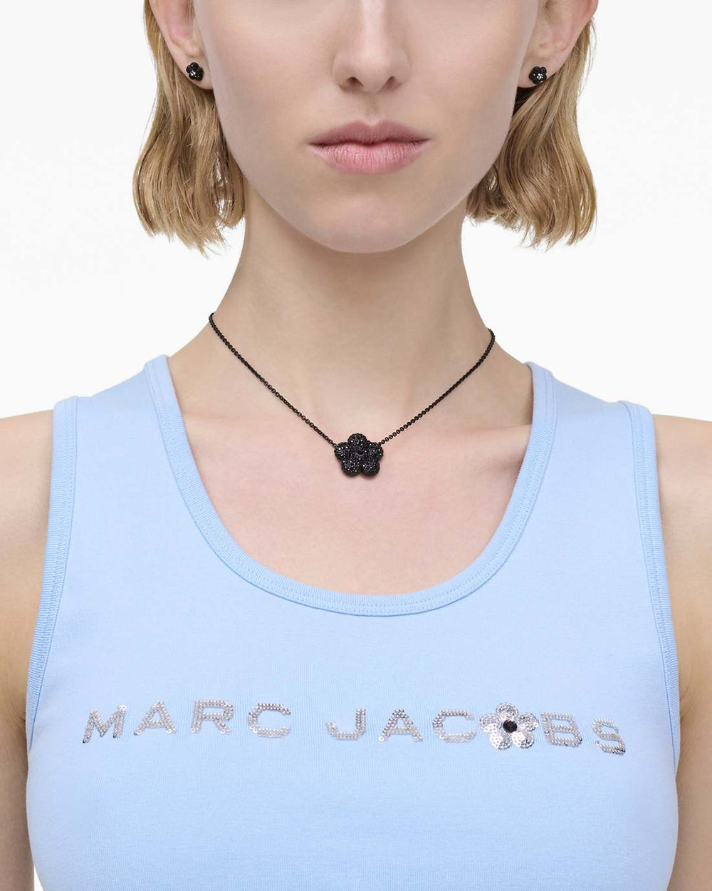 Marc Jacobs New - The Daisy Pave Necklace Black/Black Crystal