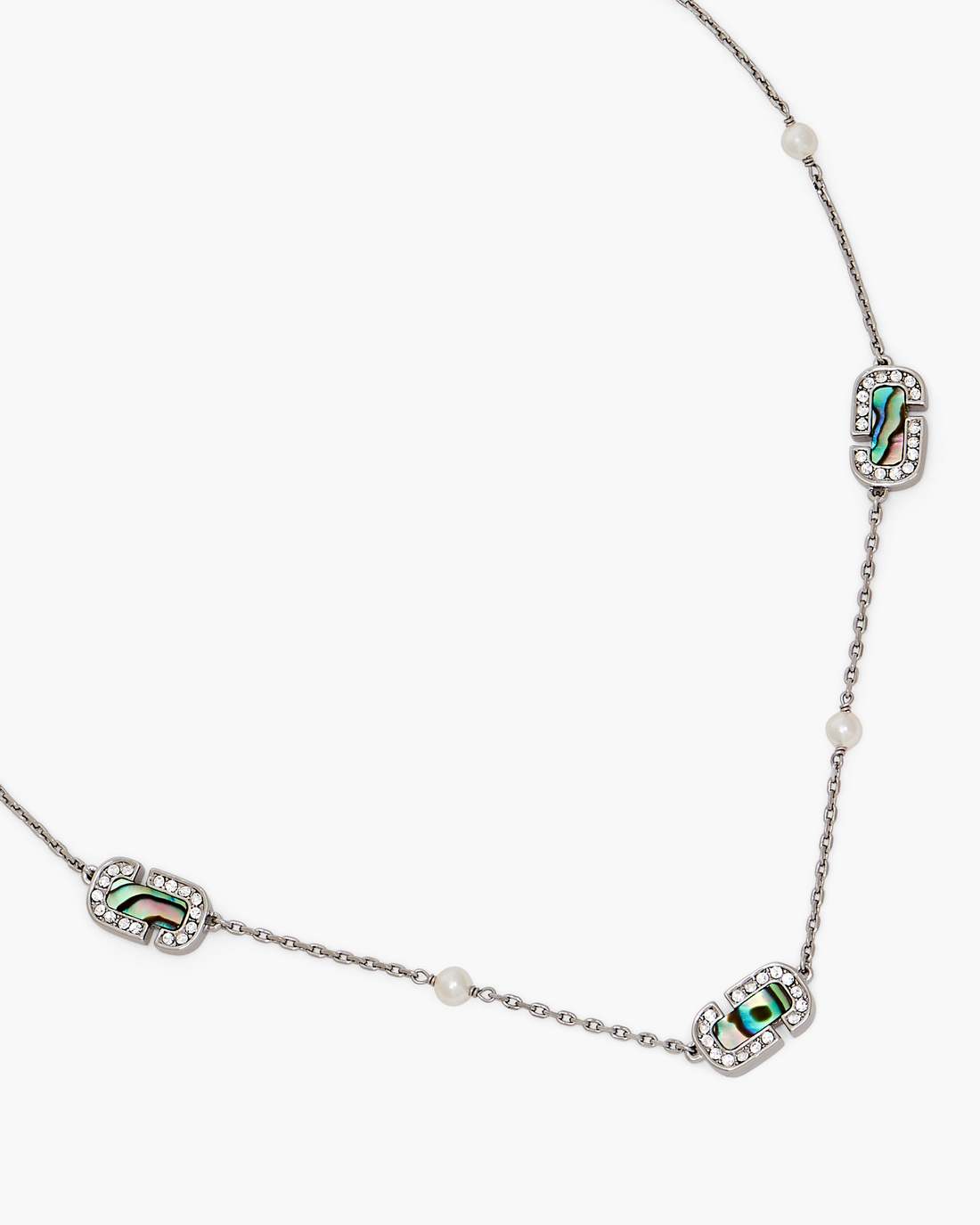 Marc Jacobs Online - The J Marc Luxe Station Necklace Silver/Crystal