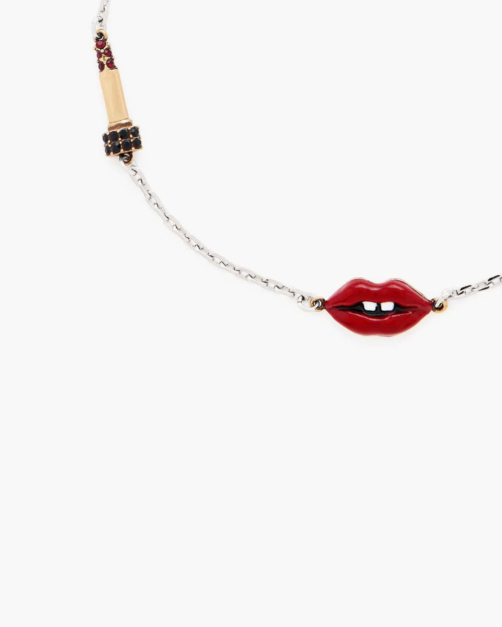 Marc Jacobs Sale - The Lips Slider Bracelet Silver/Red