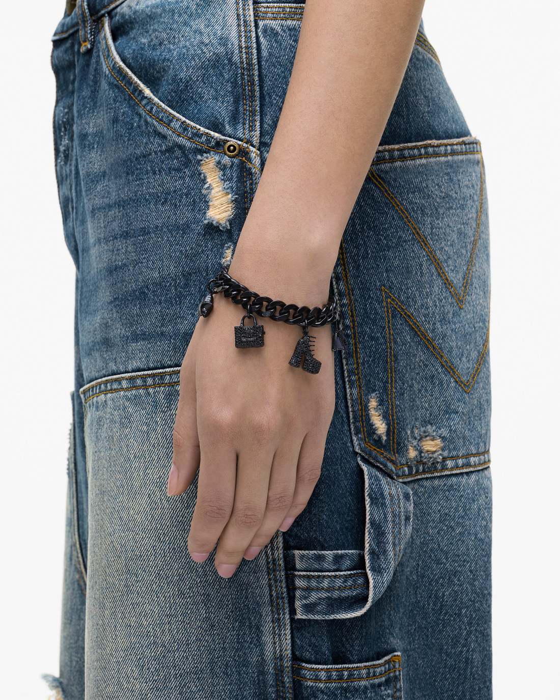 Marc Jacobs Sale - The Pave Mini Icon Charm Bracelet Black/Black Crystal