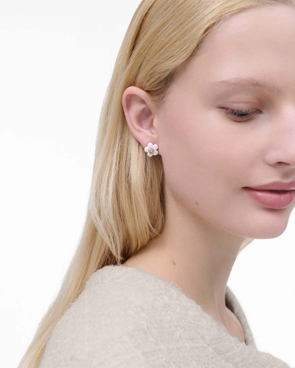 Marc Jacobs Sale - The Daisy Stud Earrings Gold/White