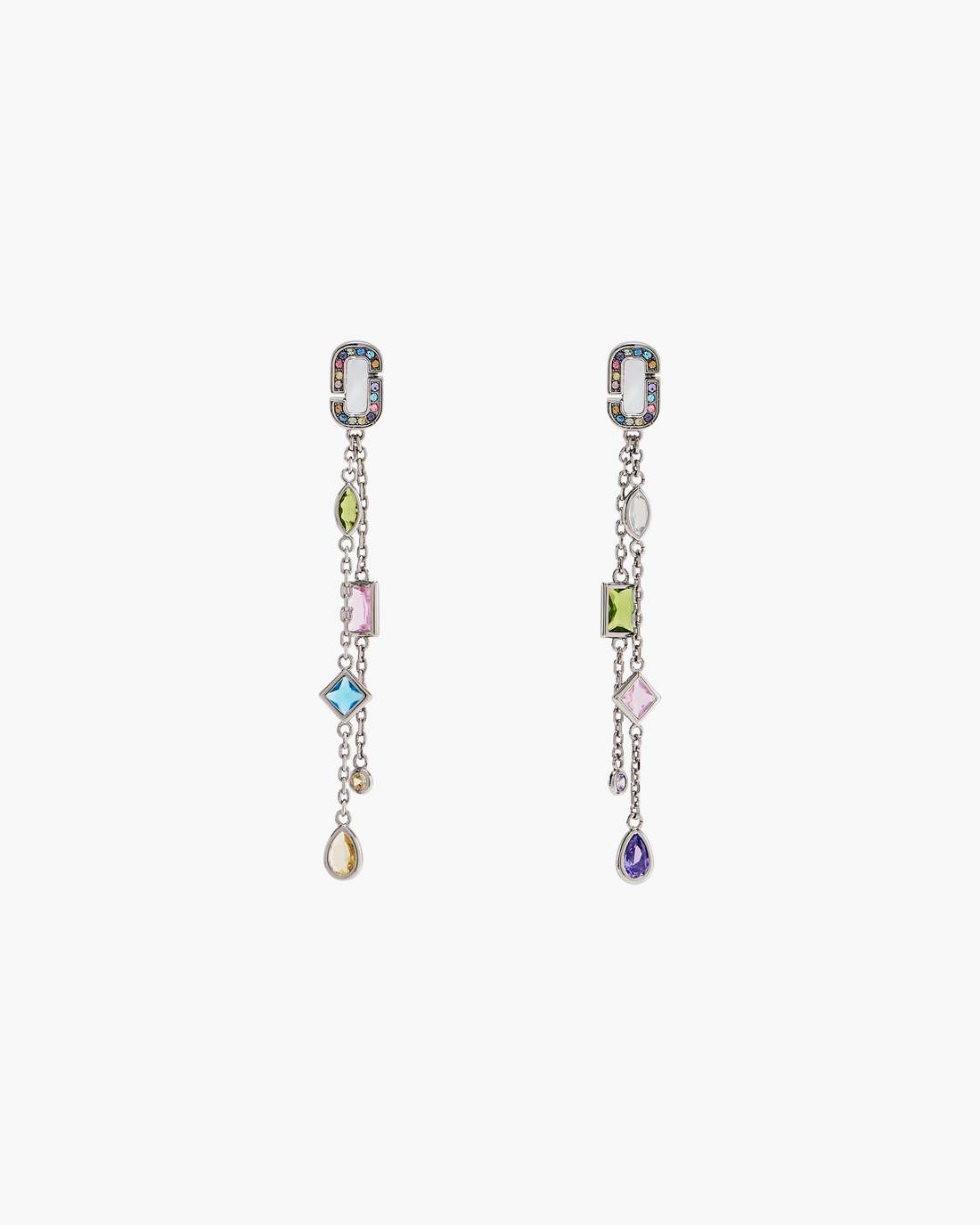 Marc Jacobs New - The J Marc Luxe Gem Linear Earrings Silver/Multi