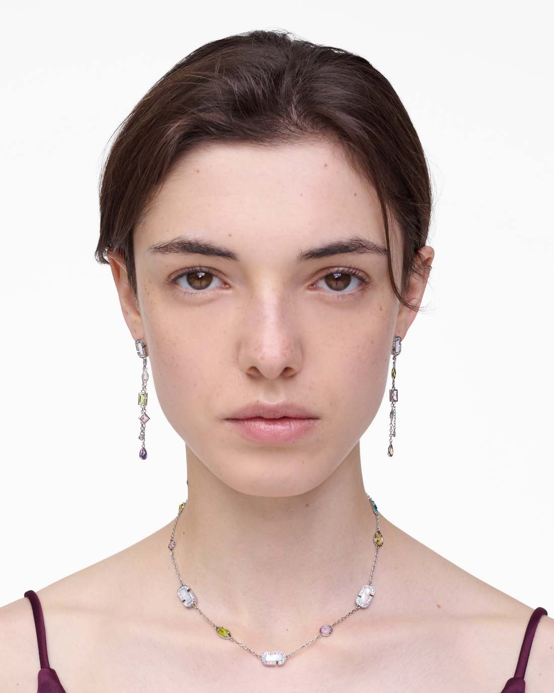 Marc Jacobs New - The J Marc Luxe Gem Linear Earrings Silver/Multi