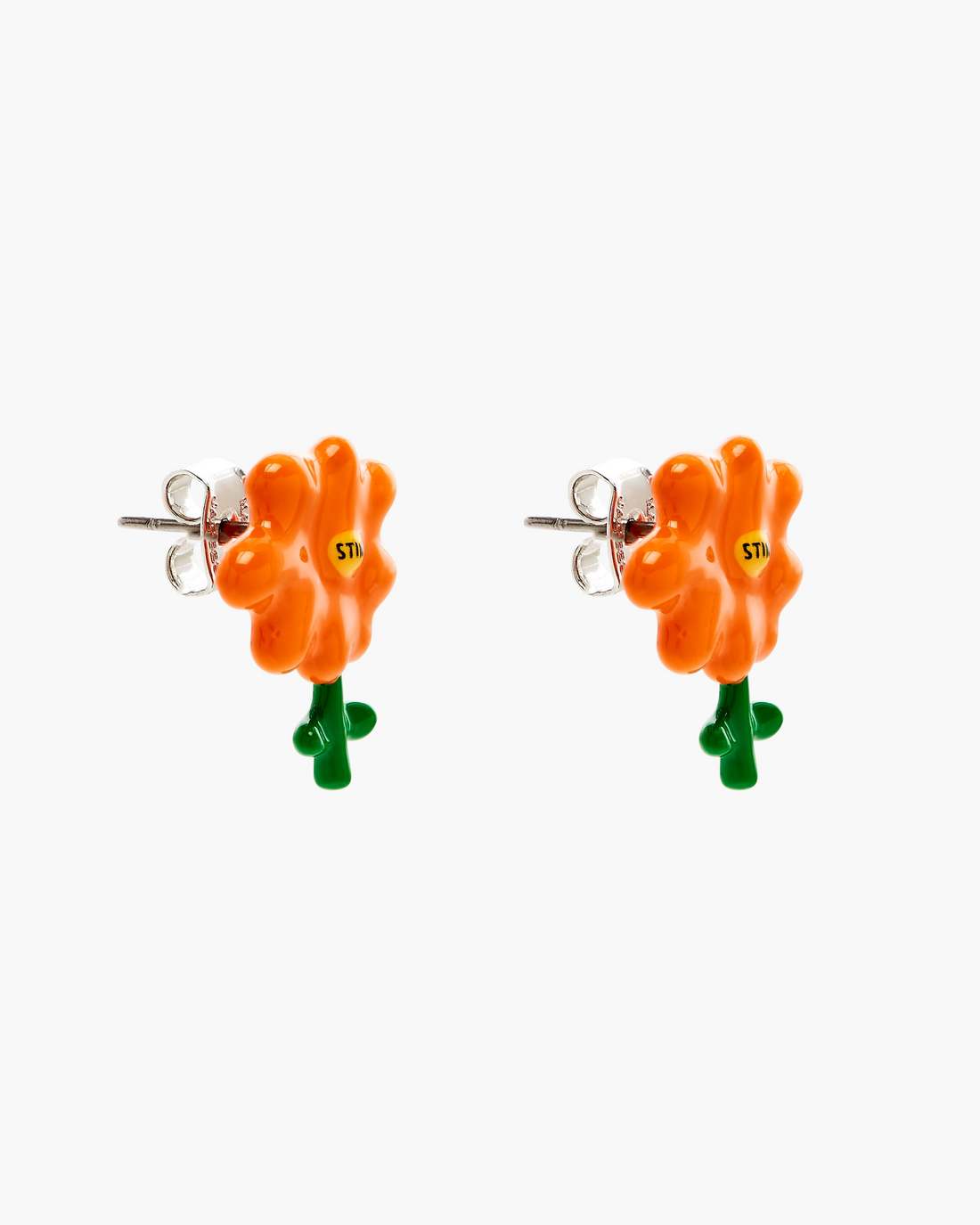 Marc Jacobs Sale - David Shrigley X Marc Jacobs Joy Flower Stud Earrings Silver/Orange