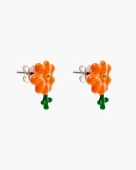 Marc Jacobs Sale - David Shrigley X Marc Jacobs Joy Flower Stud Earrings Silver/Orange