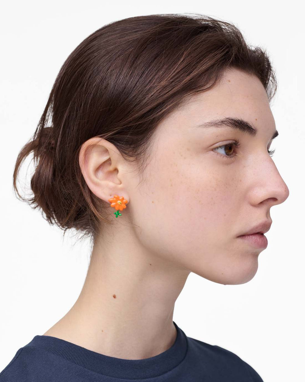 Marc Jacobs Sale - David Shrigley X Marc Jacobs Joy Flower Stud Earrings Silver/Orange