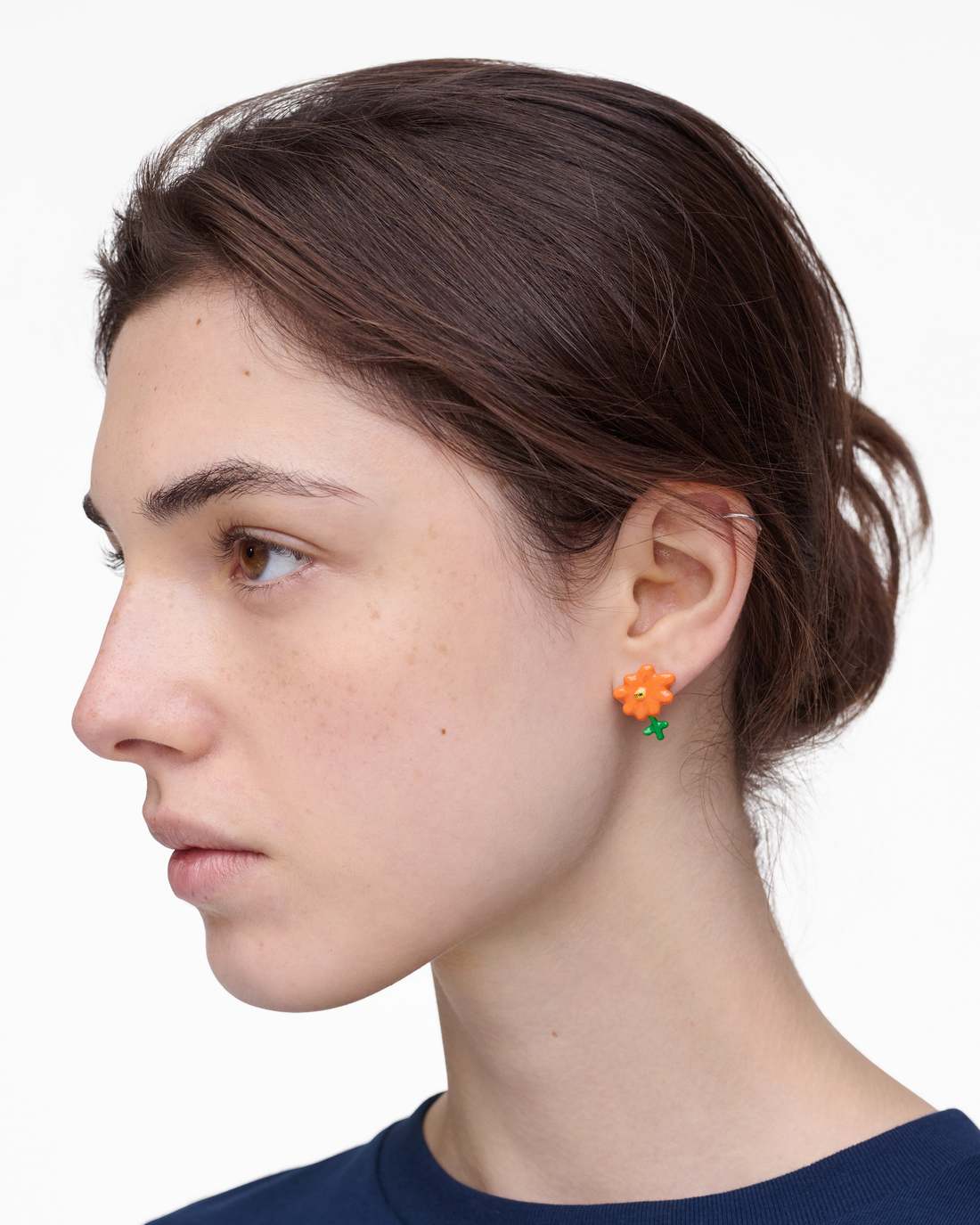 Marc Jacobs Sale - David Shrigley X Marc Jacobs Joy Flower Stud Earrings Silver/Orange