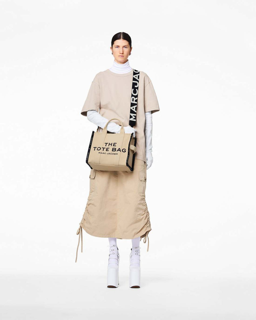 Marc Jacobs Discount - The Logo Webbing Strap Black/White