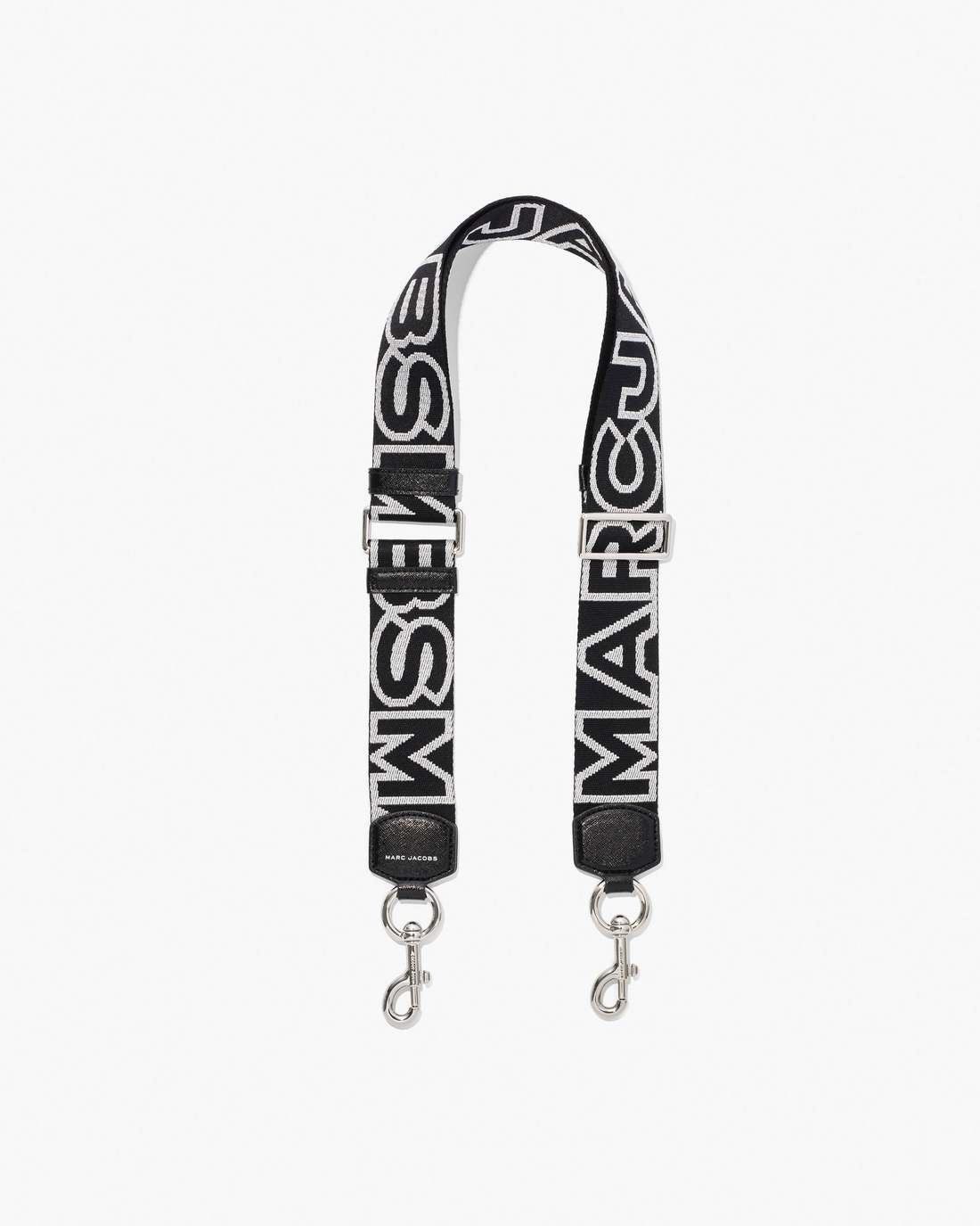 Marc Jacobs New - The Outline Logo Webbing Strap Black/Silver