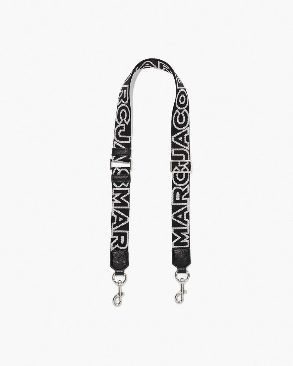 Marc Jacobs Sale - The Thin Outline Logo Webbing Strap Black/Silver