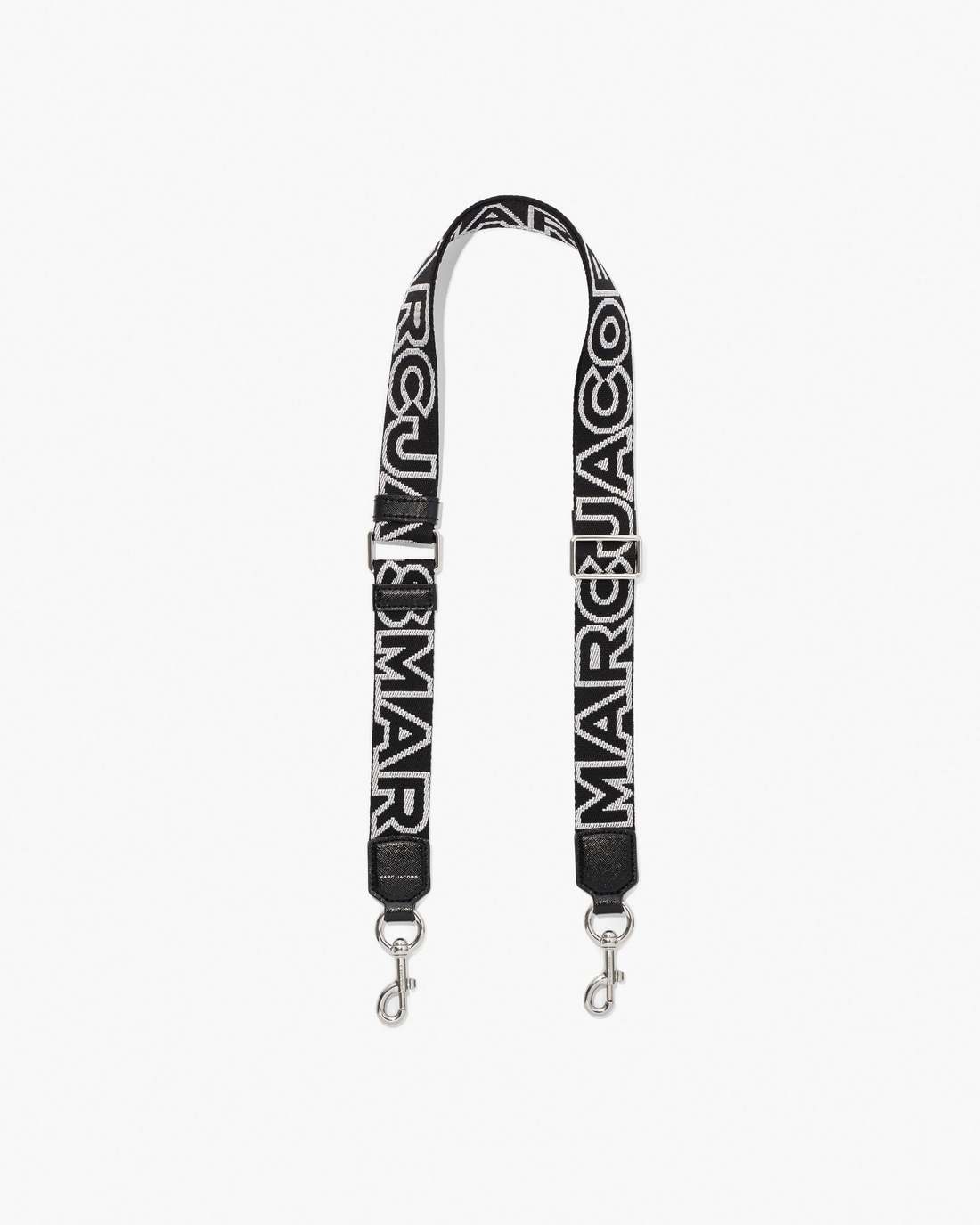 Marc Jacobs Sale - The Thin Outline Logo Webbing Strap Black/Silver