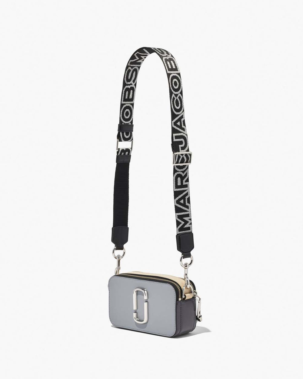 Marc Jacobs Sale - The Thin Outline Logo Webbing Strap Black/Silver