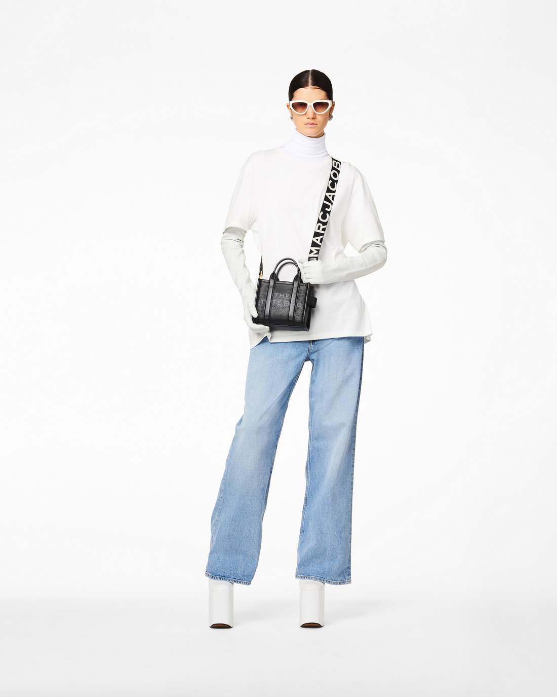 Marc Jacobs Discount - The Thin Logo Webbing Strap Black/White