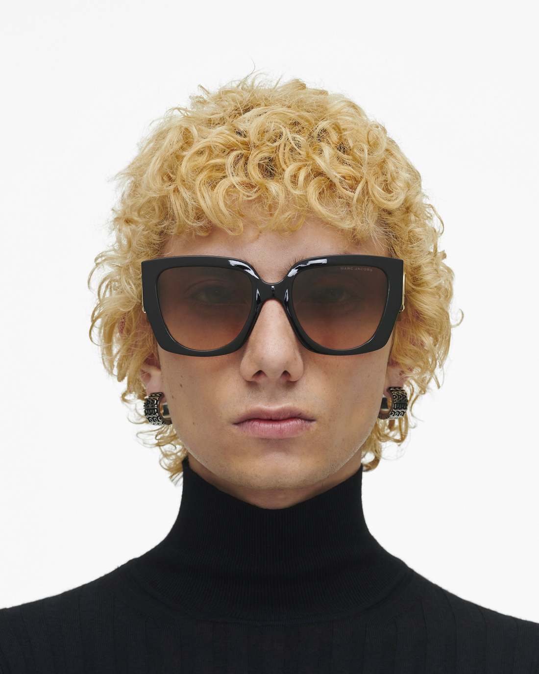 Marc Jacobs New - The J Marc Square Cutout Sunglasses Black