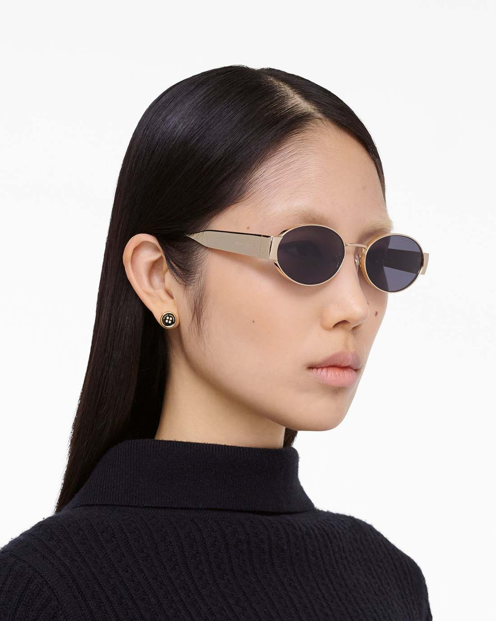 Marc Jacobs Online - The Classic Logo Round Sunglasses Black/Gold