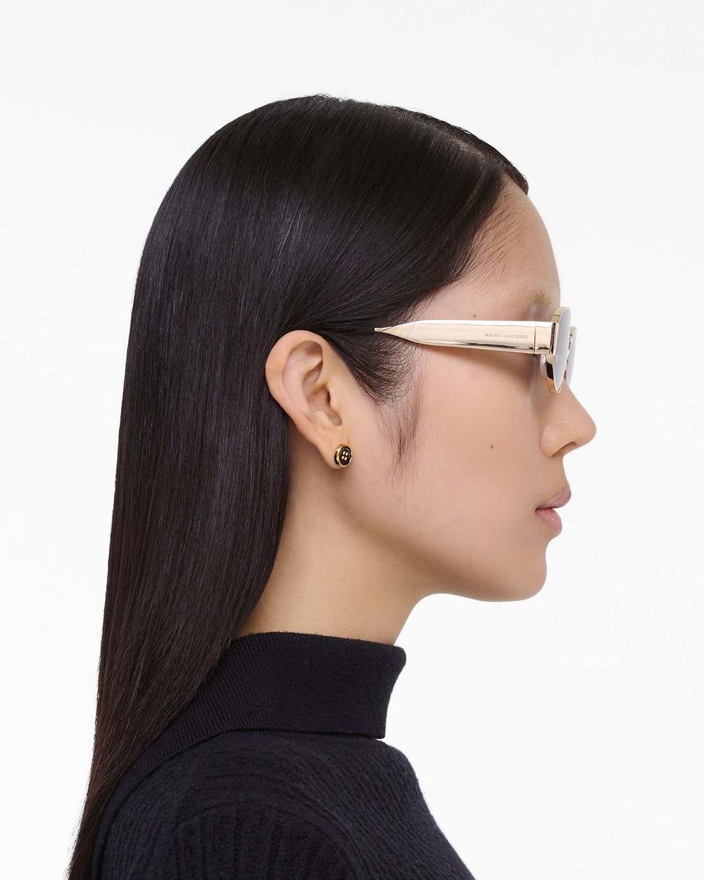 Marc Jacobs Online - The Classic Logo Round Sunglasses Black/Gold