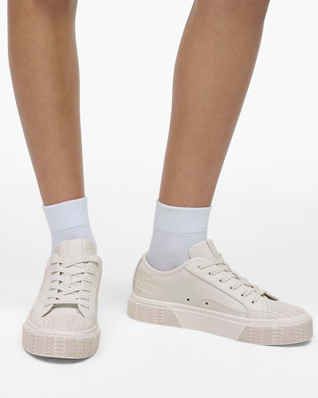 Marc Jacobs Discount - The Leather Sneaker Cotton White