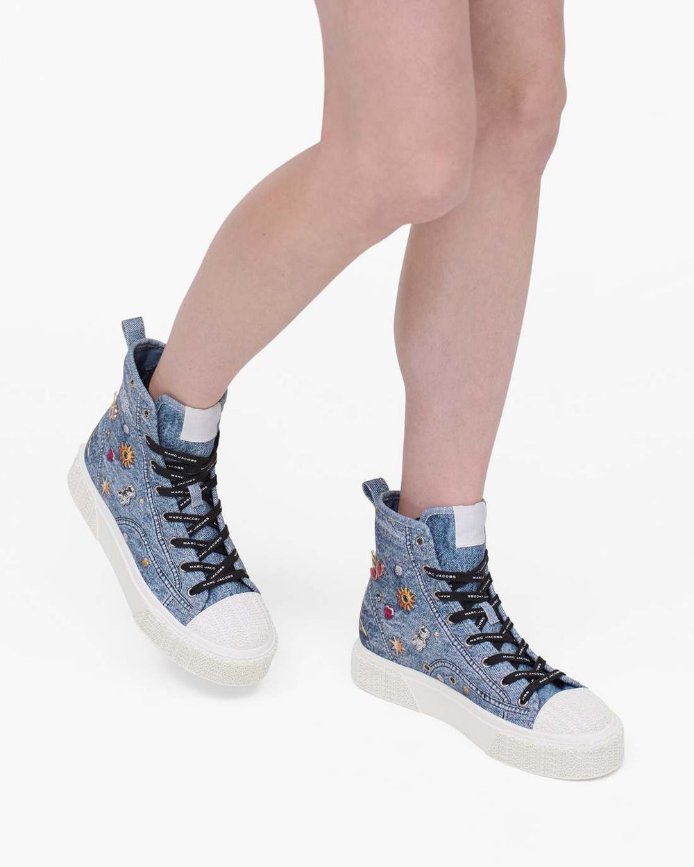 Marc Jacobs New - The Trinket Charm High Top Sneaker Medium Wash Multi