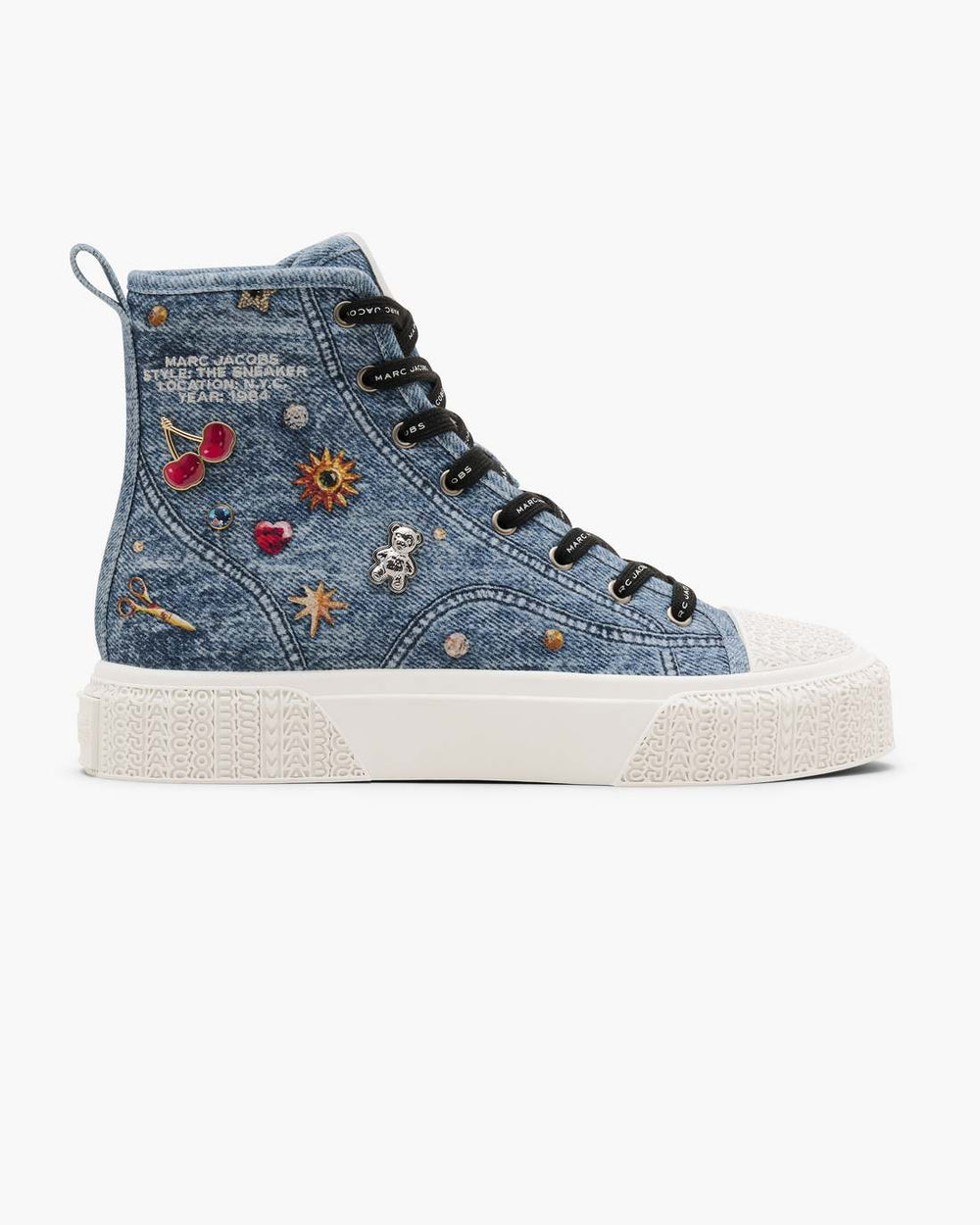 Marc Jacobs New - The Trinket Charm High Top Sneaker Medium Wash Multi