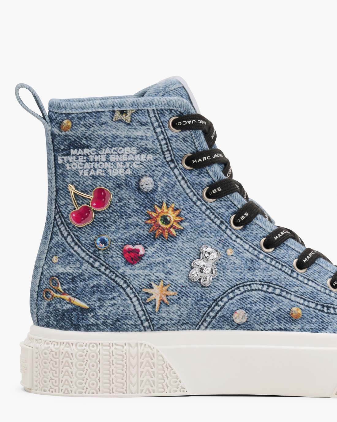 Marc Jacobs New - The Trinket Charm High Top Sneaker Medium Wash Multi