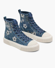 Marc Jacobs Online - The Sequin Daisy Denim High Top Sneaker Vintage Indigo