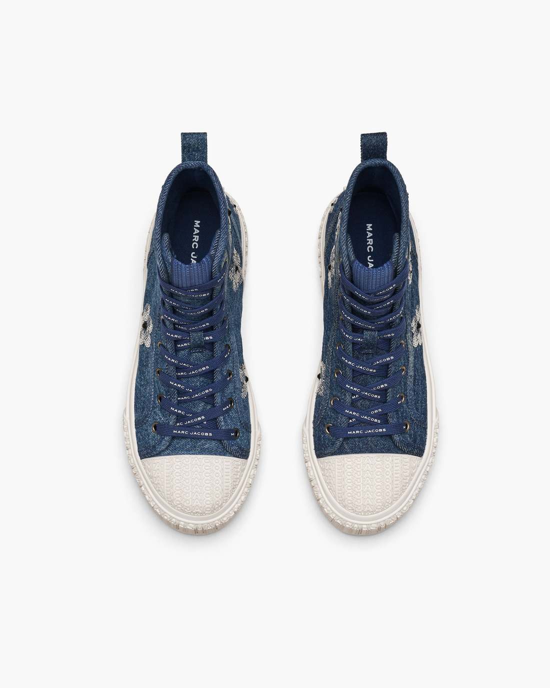 Marc Jacobs Online - The Sequin Daisy Denim High Top Sneaker Vintage Indigo