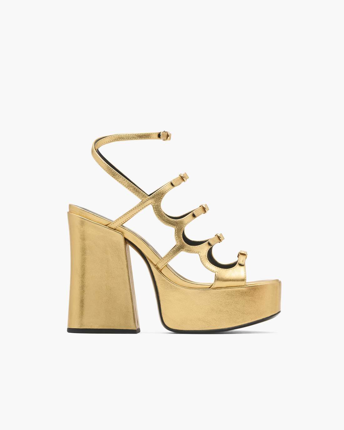 Marc Jacobs New - The Metallic Leather Kiki Platform Sandal Gold