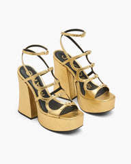 Marc Jacobs New - The Metallic Leather Kiki Platform Sandal Gold