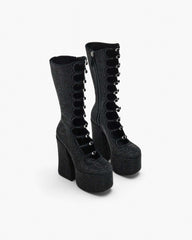 Marc Jacobs New - The Rhinestone Kiki Knee-High Boot Black/Black