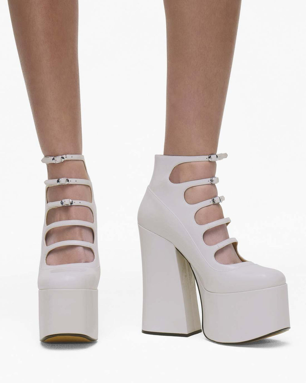 Marc Jacobs Sale - The Patent Leather Kiki Ankle Boot White