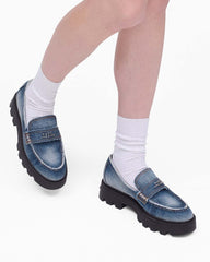 Marc Jacobs Sale - The Faded Denim Frankie Loafer Faded Vintage Indigo