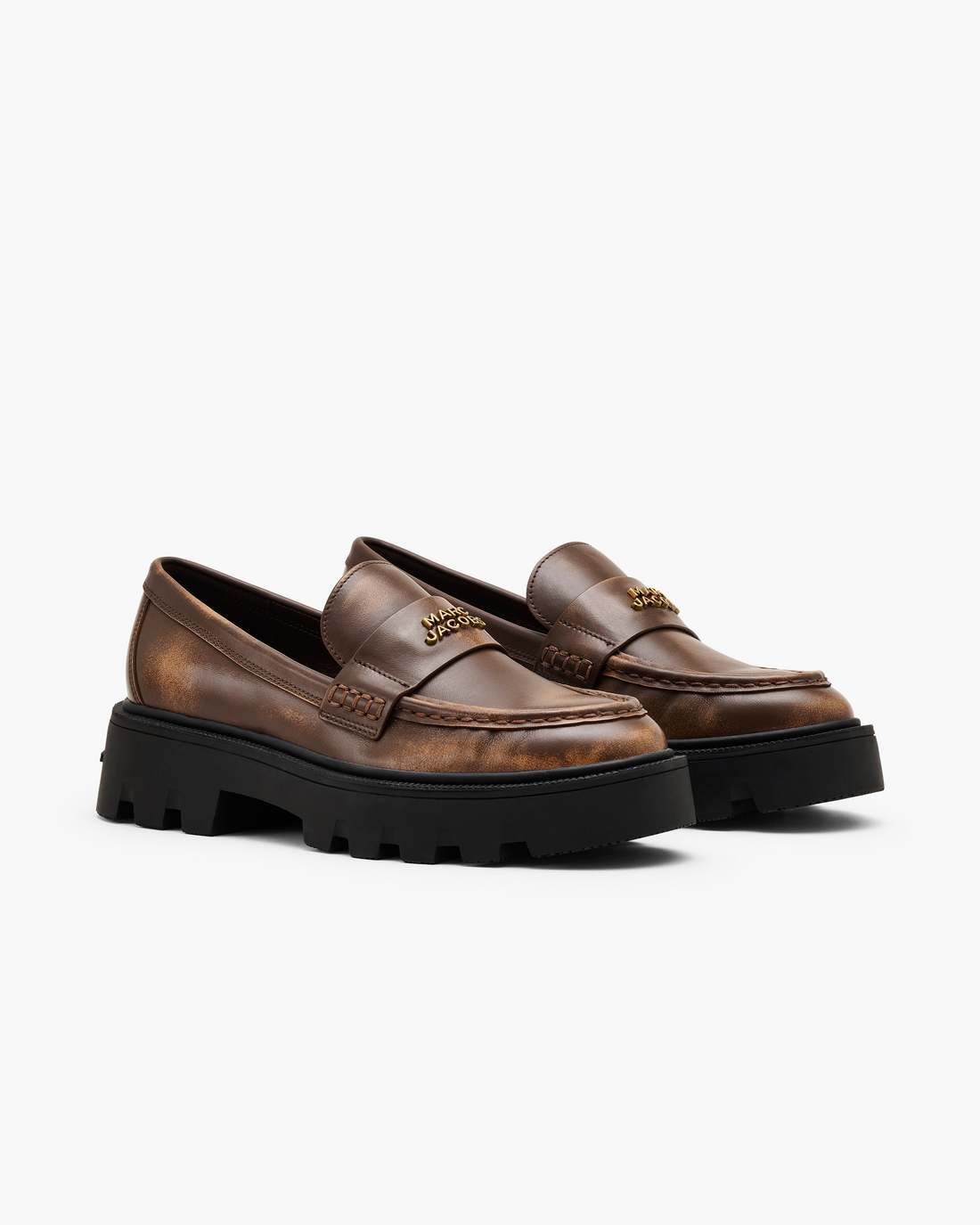 Marc Jacobs For Sale - The Distressed Leather Frankie Loafer Ebony