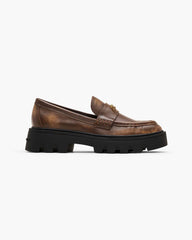 Marc Jacobs For Sale - The Distressed Leather Frankie Loafer Ebony