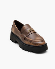 Marc Jacobs For Sale - The Distressed Leather Frankie Loafer Ebony