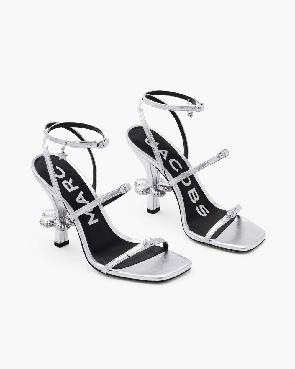 Marc Jacobs Discount - The Metallic Leather Daisy Heel Silver