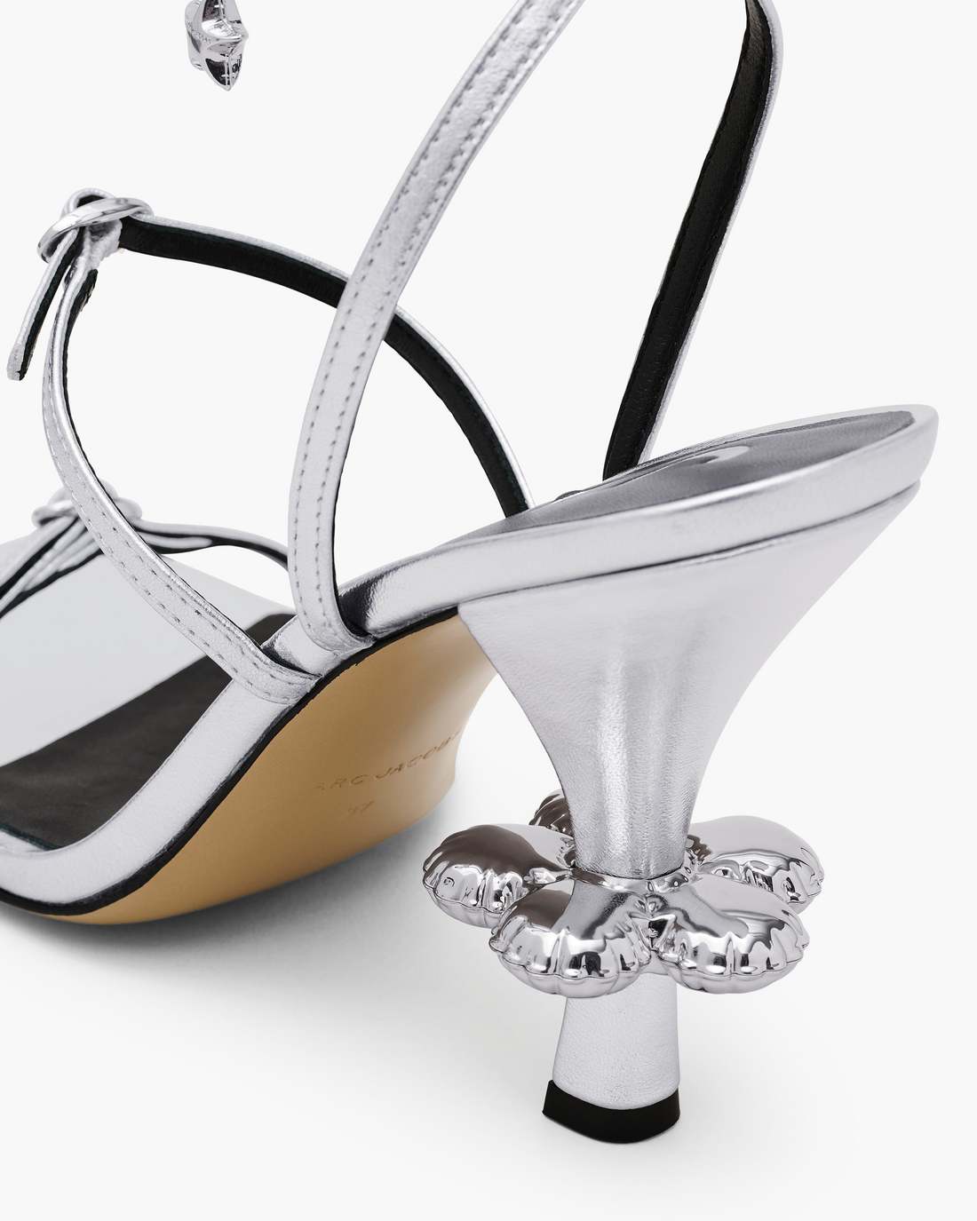 Marc Jacobs Discount - The Metallic Leather Daisy Heel Silver