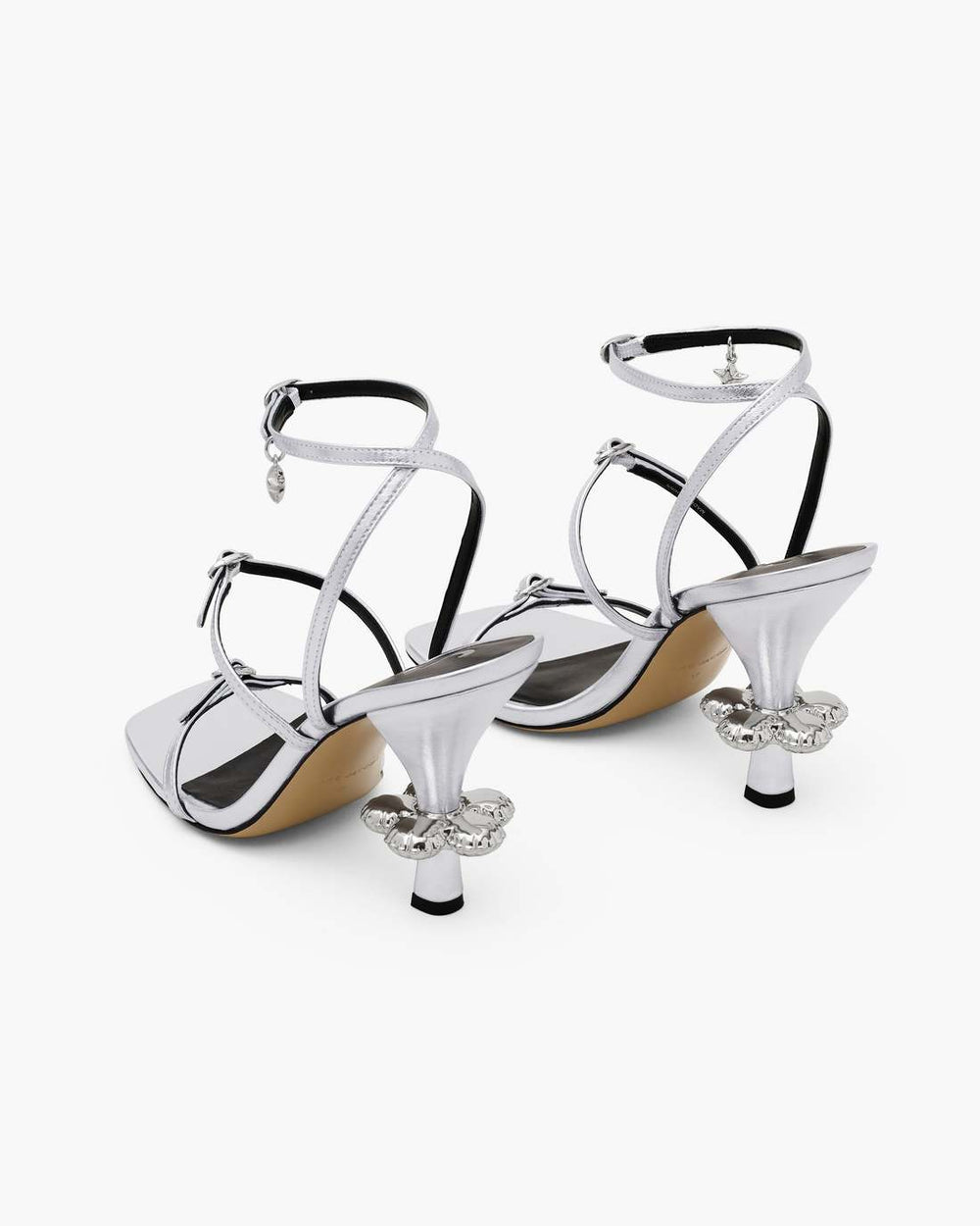 Marc Jacobs Discount - The Metallic Leather Daisy Heel Silver